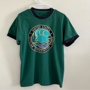 Parks Project Green and Black Ringer T-Shirt Civilian Conservation Corps Medium